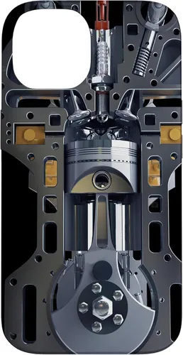 Vista 4 de Mecánico Motor Metal Pistón Cilindros Metal PC Case para iPhone 17