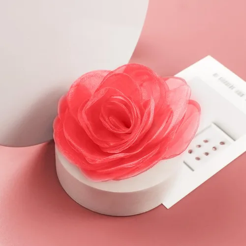 Vista 43 de adorables broches de rosas, clip para el cabello de flores de seda para mujer [joyas], sin metal, Rojo, XOTW05C4