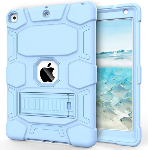 Vista 35 de CCMAO Funda para iPad de 6ª/5ª generación (9.7 pulgadas, 2018/2017), iPad Air de 2ª generación (2014) con soporte, funda protectora híbrida a prueba
