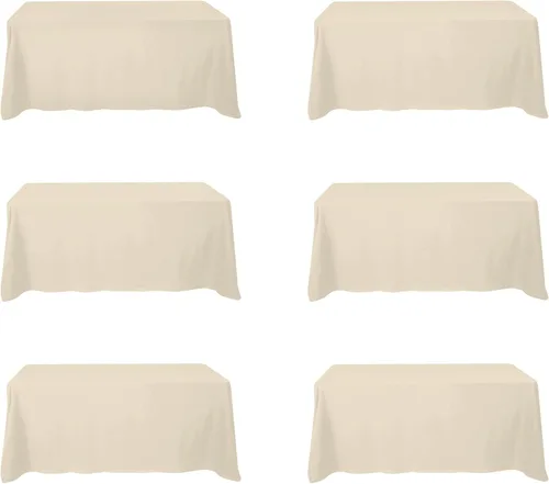 Vista 53 de BRILLMAX - Manteles para mesa rectangular de 6 pies, tela de lino de poliéster, lavable, para boda, recepción, banquete, fiesta de cumpleaños, 60 x