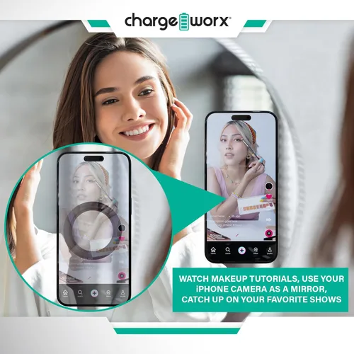 Vista 7 de CHARGEWORX Paquete de 3 soportes magnéticos para pared, compatibles con MagSafe, soportes adhesivos para teléfono, para ducha, baño, cocina, espejo