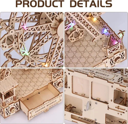 Vista 4 de Rompecabezas 3D de madera, modelo ensamblado para adultos, rompecabezas educativo de rompecabezas de rompecabezas de madera para manualidades