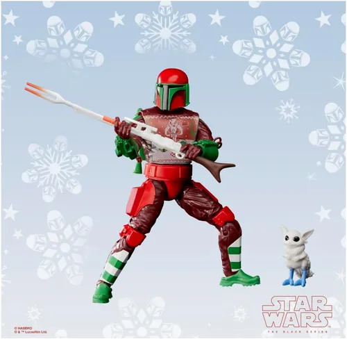 Vista 4 de Hasbro Star Wars Black Series Figura de acción Mandalorian Warrior (edición navideña) 5.9 in