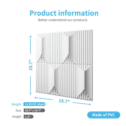 Vista 6 de Art3dwallpanels Panel de pared 3D de PVC para decoración de pared interior, 19.7 x 19.7 pulgadas, paneles de pared 3D de PVC, paneles de pared