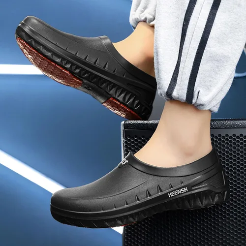 Vista 7 de MEIAGDT Zuecos de trabajo para mujer y hombre, zapatos de cocina, antideslizantes, impermeables, para restaurante, jardín, enfermería, servicio