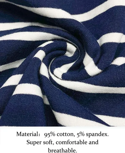 Vista 4 de LilyCoco Camiseta de manga 34 para mujer, con cuello bote, a rayas, de algodón