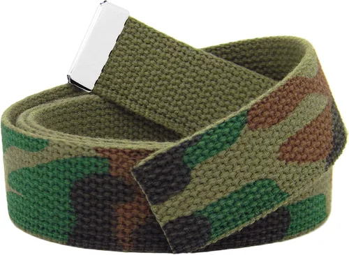 Vista 3 de Build A Belt Cinturón de lona militar, 1.25 pulgadas de ancho, beige, unisex para adultos