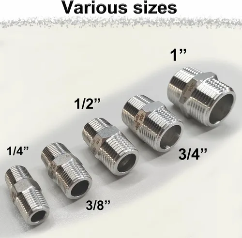 Vista 9 de 1" Tetina macho hexagonal, accesorios de tubería de acero inoxidable 304, adaptador de tubería roscada NPT de 1 pulgada, conectores de tetinas