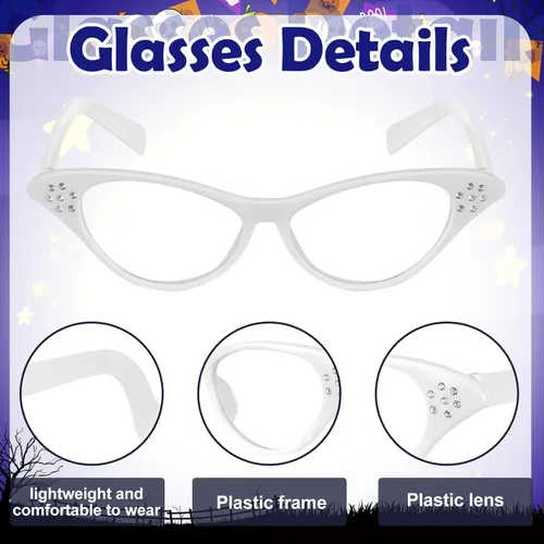 Vista 4 de 8 piezas de disfraz de anciana para niños, disfraz de abuela para niños, vestido de abuelita, peluca plegable, gafas de muleta para Halloween