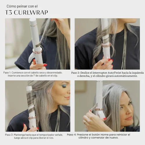 Vista 11 de T3 CurlWrap Automatic Rotating Curling Iron with Longer Barrel, 2 Timer Settings, 9 Heat Settings, Auto-Rotating Ceramic Barrel and Ion Generator