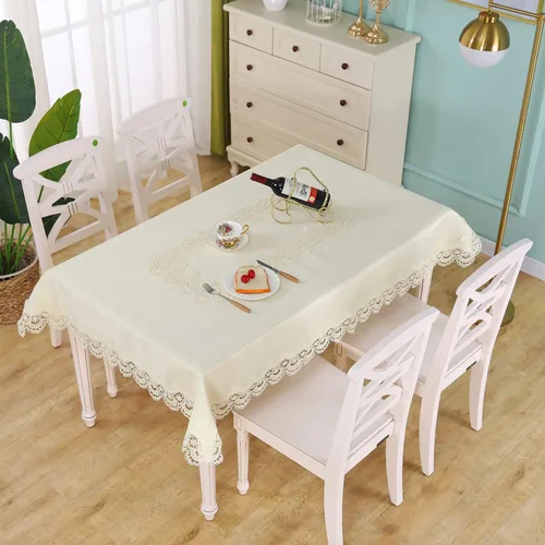 Vista 5 de Mantel rectangular de encaje para verano, otoño, decoración de flores, mantel de macramé para comedor, fiesta de cocina, al aire libre, cena