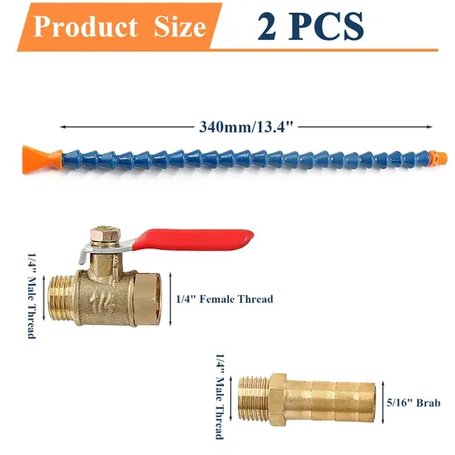 Vista 3 de Waziaqoc Base magnética ajustable (rosca de 1/4PT) con 1 boquilla plana flexible manguera de tubo de refrigerante de aceite de agua