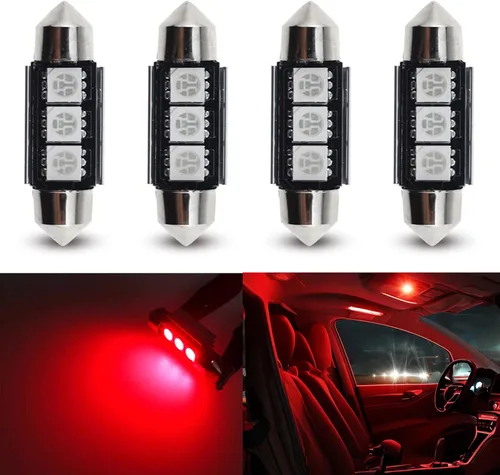Vista 20 de Bombillas LED Festoon 6411 6418 C5W de 9 a 30 V extremadamente brillantes, sin errores, 1.5 pulgadas, 1.417 in para luces de cúpula de mapa