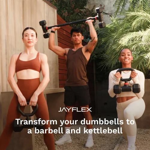 Vista 2 de Jayflex Hyperbell Convertidor de Mancuernas - Convierte mancuernas en conjunto de barra y pesas rusas para fitness en casa - Ajustable y hasta 200
