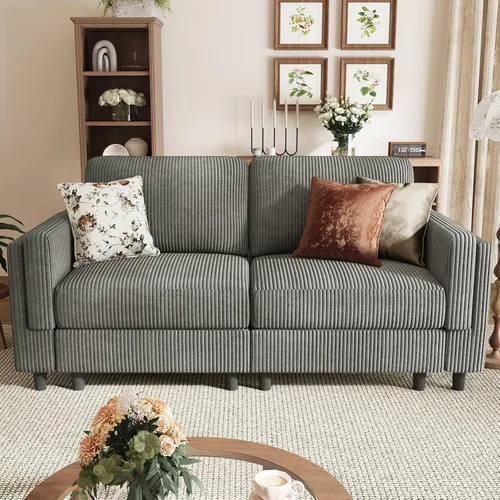 Vista 14 de Sofá de dos plazas para sala de estar, sofá modular pequeño seccional, color beige Cómoda silla de sala de estar con asiento profundo, sofá de 2
