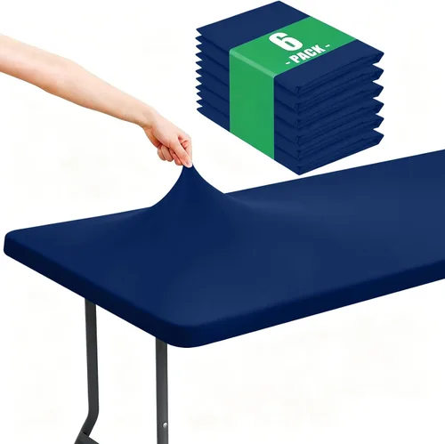Vista 18 de Moosfor Paquete de 6 manteles cuadrados de elastano, manteles elásticos ajustables para pícnic, cubierta de mesa de patio elástica lavable para Negro