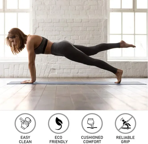 Vista 7 de Thick High Density Yoga Mat Exercise Equipment Gym Floor Mat, Thick 72 x 24” Non-Slip Workout Fitness Home Pilates Mat for Women & Men