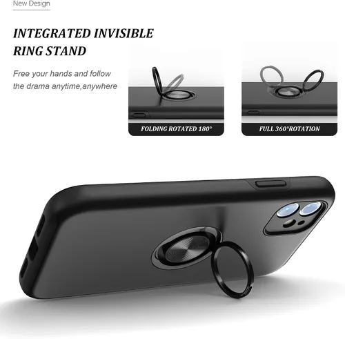 Vista 7 de Funda compatible con iPhone 11 con protector de pantalla de vidrio templado, funda para iPhone 11 negra para hombre, funda protectora delgada 2 en 1
