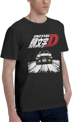 Vista 2 de Camiseta de manga corta con inicial D de anime para hombre