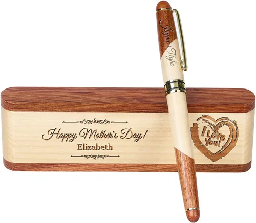 Vista 11 de Sistema grabado personalizado de la pluma de madera, pluma ejecutiva y caja con personalización libre, bolígrafo con estuche para regalo (B)