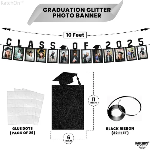 Vista 4 de KatchOn, Cartel de fotos de graduación negro 2025 – Grande, 10 pies Cartel de fieltro de la clase de 2025 para decoraciones de graduación 2025