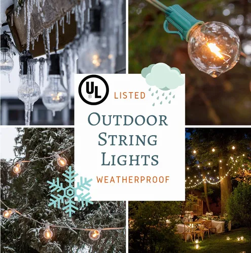 Vista 6 de 100 foot Globe Patio String Lights – Set de 100 G40 bombillas transparentes