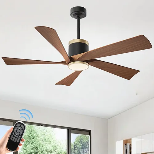 Vista 11 de TXCSLY - Ventilador de techo negro moderno de 52 pulgadas con luz y control