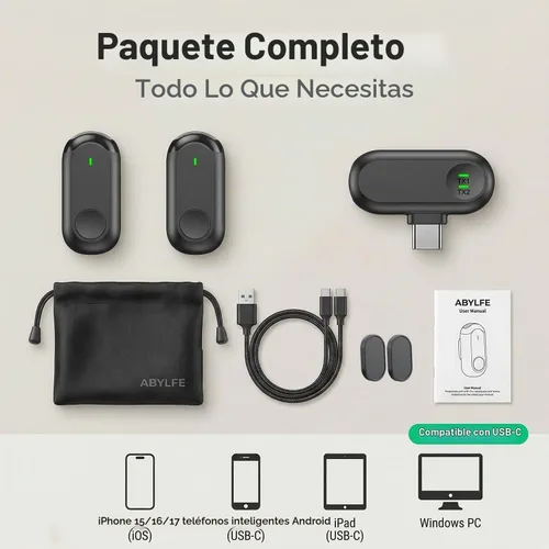 Vista 9 de Mini micrófono inalámbrico para iPhone Android, mini micrófono para grabación de video, micrófono profesional de solapa Plug & Play con reducción