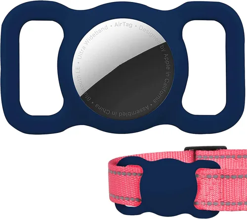 Vista 7 de Funda protectora para collar de perro, funda compatible con Apple Air Tag, impermeable, para rastreador GPS, ligera, suave, antiarañazos, Negro
