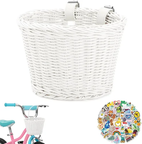 Vista 12 de Cesta delantera para bicicleta de niños, tejida a mano multicolor, para niños y niñas