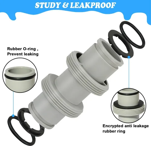 Vista 3 de Adaptador de manguera de bomba de filtro, extensor de manguera de piscina de 1.5 pulgadas con doble anillo impermeable, conector de manguera