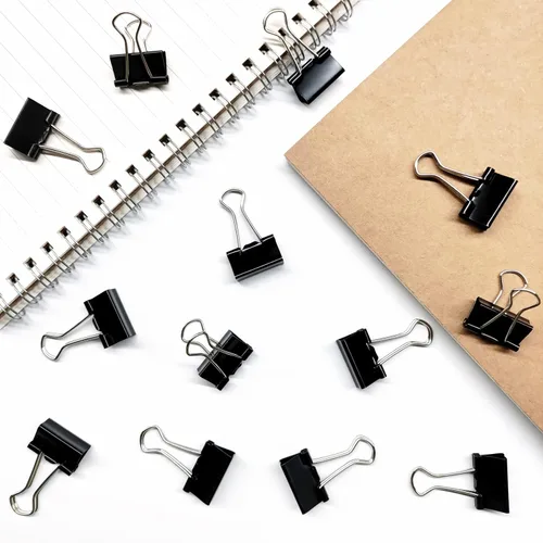 Vista 5 de Ykimok 240 mini clips para carpeta, 5/8 pulgadas (0.591 in), abrazaderas de papel de tamaño pequeño para suministros de oficina, color negro
