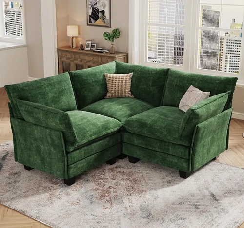 Vista 15 de KKL Sofá Cama Seccional Modular Grande de 91.3", Sofá Cama Convertible en Forma de J/L de 6 Plazas Sofá Nube con Otomana, Sofás Seccionales de Negro