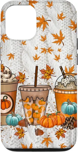 Vista 26 de iPhone 16 Thanksgiving Autumn Leaves Pumpkin Spice Knitted Print Phone Case