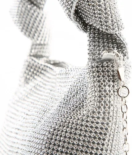 Vista 5 de Bolso de mano con diamantes de imitación para mujer, bolso de mano brillante con purpurina, bolso cruzado para boda, noche, fiesta de graduación