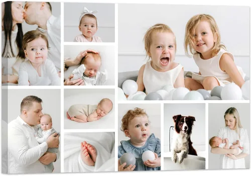 Vista 10 de ZXHYWYM Imágenes en lienzo, collage personalizado de 9 fotos, collage personalizado con texto para subir imágenes al lienzo, tu familia, perro
