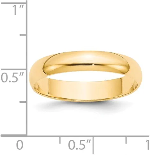 Vista 3 de Sólido 14K Amarillo Oro 4mm redondeado boda banda anillo, oro amarillo, 8, HRL040-8