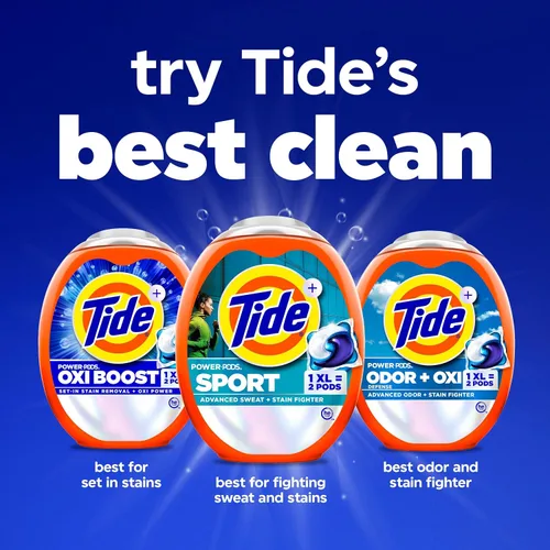 Vista 6 de Tide Power Pods - Cápsulas de detergente para ropa deportiva, 25 unidades, avanzado para sudor + combatiente de manchas