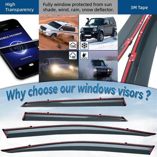 Vista 2 de 4 piezas de deflectores de viento para ventanas compatibles con Civic Hatchback 2017-2021 solamente, estilo de montaje exterior, protección contra