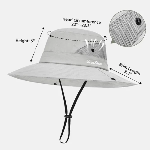 Vista 27 de Rosoz Sombreros de cola de caballo para mujer, protección UV, ala ancha 1 paquete-negro
