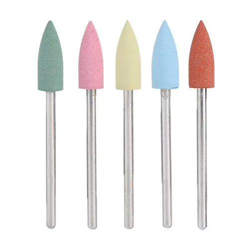 Vista 5 de Juego de 5 brocas de uñas, brocas de silicona para uñas, cabezal de pulido eléctrico de goma de silicona para manicura, pedicura, rebabas de pulido