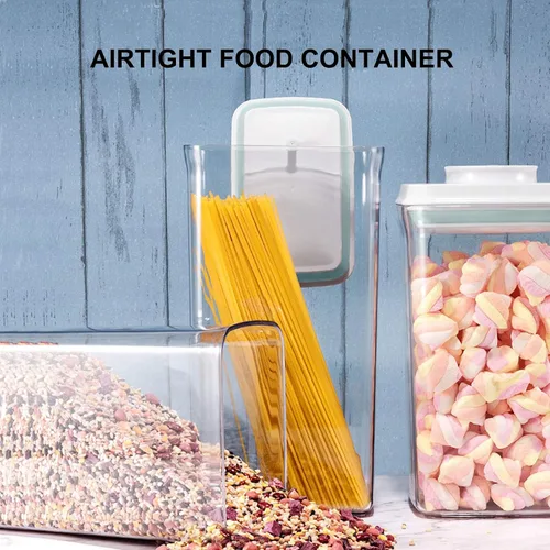 Vista 2 de Contenedor de fórmula, dispensador hermético de alimentos con un botón, práctico 31.75 oz/2.0 cuartos de galón de leche en polvo para harina