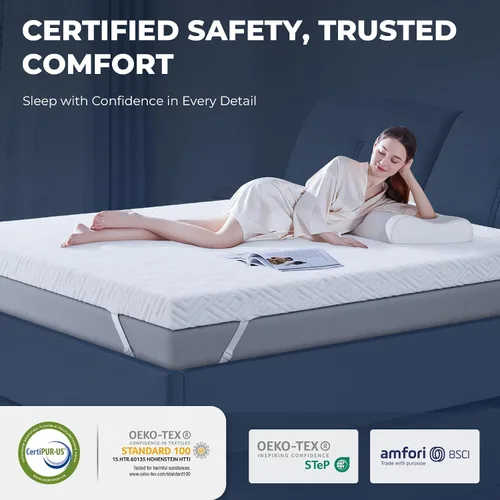 Vista 3 de Cubrecolchón de espuma viscoelástica, protector de colchón de gel de 3 pulgadas para aliviar la presión, cubrecolchón de cama suave y refrescante