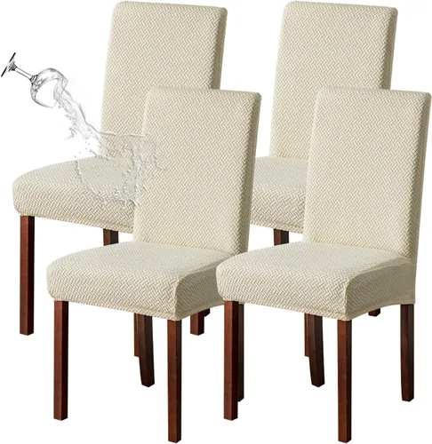 Vista 24 de Genina Fundas impermeables para sillas de comedor, cocina, fundas para sillas de comedor Parson (beige, 2 unidades)