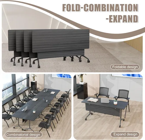 Vista 3 de Mesa de conferencias plegable, mesa de sala de conferencias con ruedas, mesa de conferencias plegable modular, mesas de reuniones de entrenamiento