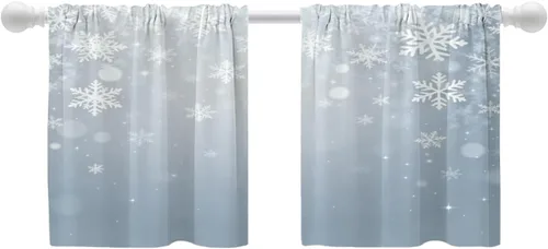 Vista 61 de Shrahala Abstract Colorful Blackout Curtain Tiers, Modern Ative Kitchen Valance Light Blocking Tier Drapes with Rod Pocket, 2 Pack 26 X 24 in