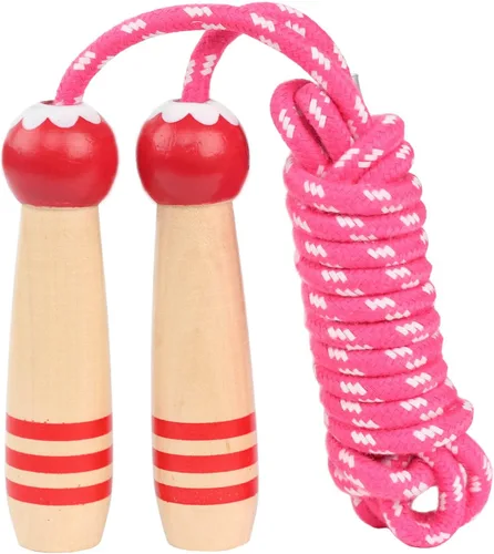 Vista 8 de Cuerda de Saltar para Niños, Cuerda de Saltar Ajustable de 7 Pies de Algodón con Mango de Madera para Niños y Niñas, Ejercicio al Aire Libre