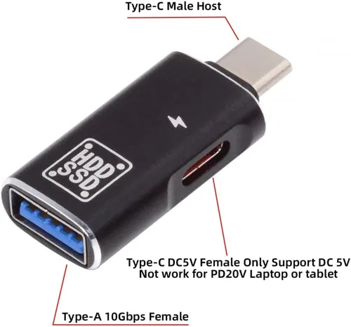 Vista 6 de CY Adaptador 10Gbps USB-C Tipo-C a USB 3.0 hembra OTG y DC 5V convertidor de potencia para tableta teléfono