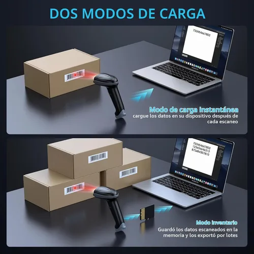 Vista 6 de TEEMI Escáner de código de barras Bluetooth con receptor de datos de base de carga USB, lector de código de barras inalámbrico QR 1D 2D para iOS