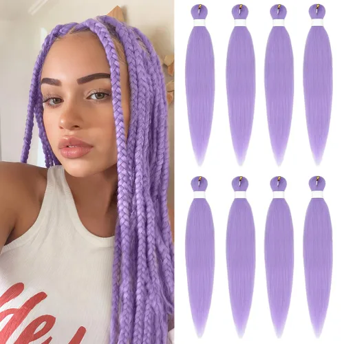 Vista 117 de 8 paquetes de extensiones preestiradas - 16 pulgadas de cabello trenzado premium, 55G/paquete, sin picazón, fijación en agua caliente, textura Perm